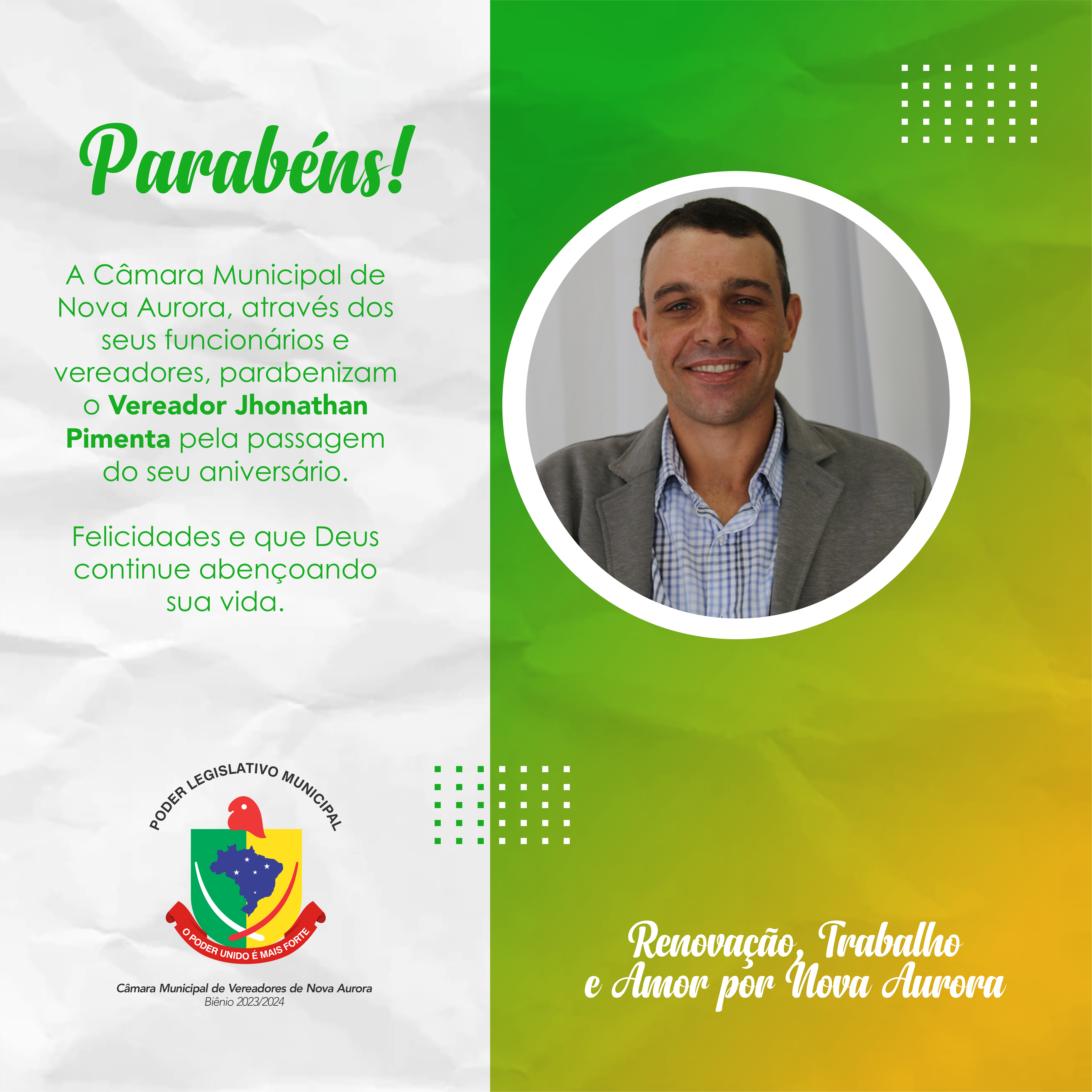 Read more about the article  Feliz Aniversário Vereador Jhonathan Pimenta Gondim